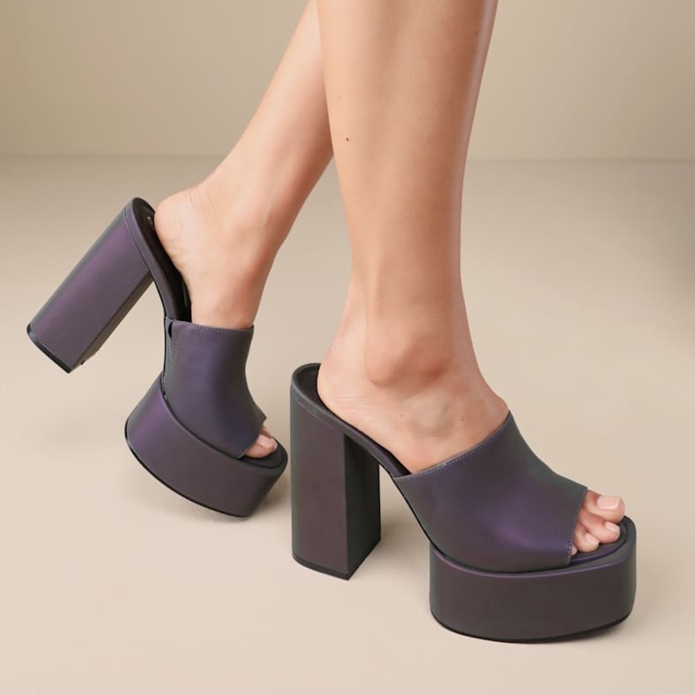 D'Amelio x Lulus Multi Reflective Platform Sandals - Picture 8 of 17